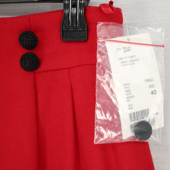 Laurel Escada Skirt Womens 8 Red Wool Blend Lined Pencil Buttons Zipper Rock New - Picture 6 of 12